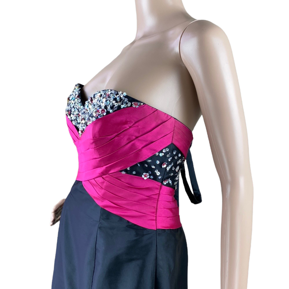 Mori Lee Pink and Black Maxi Dress - Picture 8 of 11